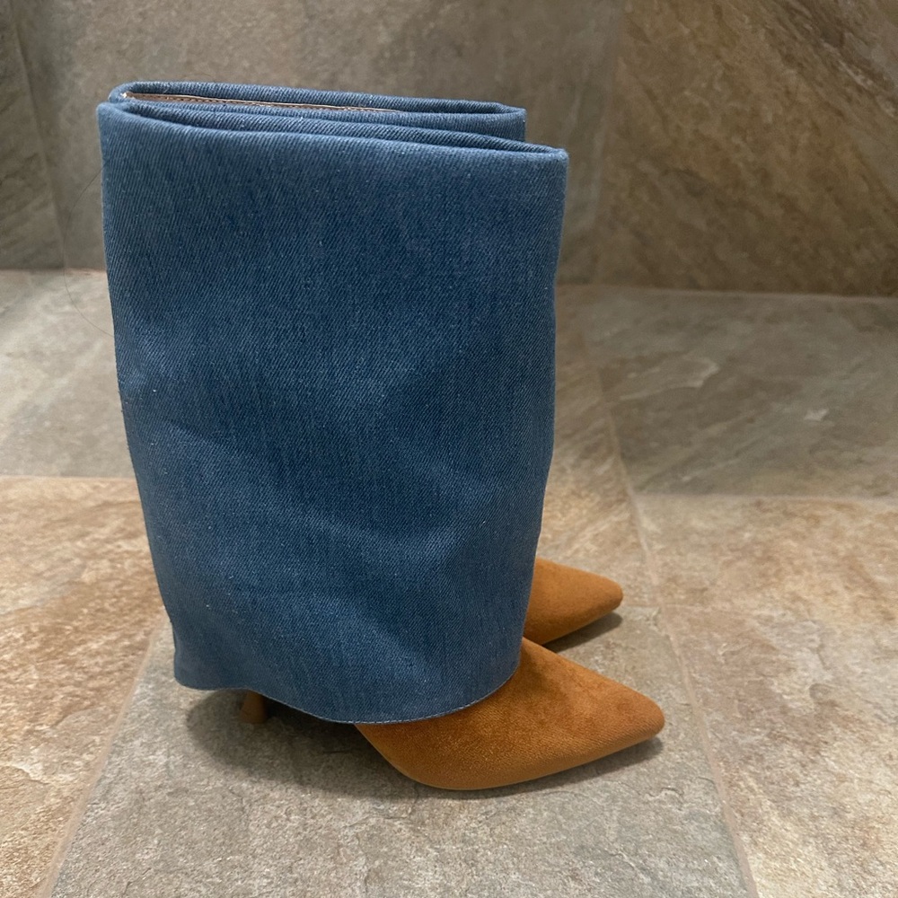 Fashionova Chelsea Denim x Suede Boots